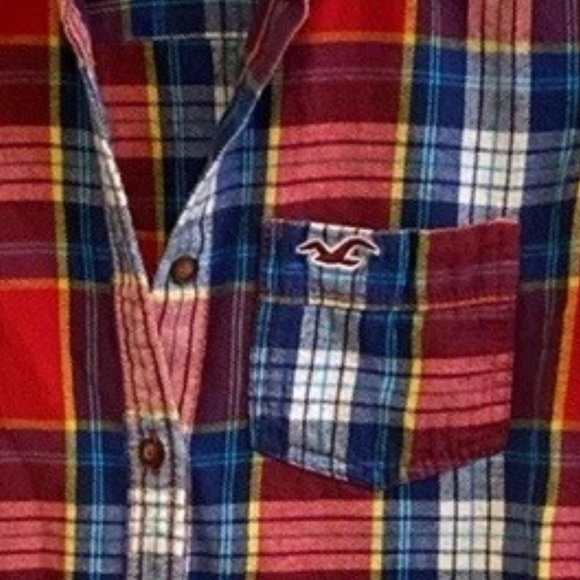 Hollister VINTAGE Red Flannel Plaid Button-Up Top - Picture 4 of 11
